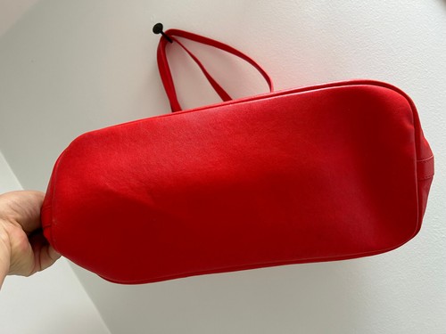 SONIA RYKIEL Red Leather Silver Eyelet Large Tote Shopper Top Handle Bag - Picture 7 of 18