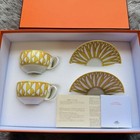 Hermes Soleil d'Hermes Tea Cup Saucer Yellow Tableware 2 set Coffee Auth New Box