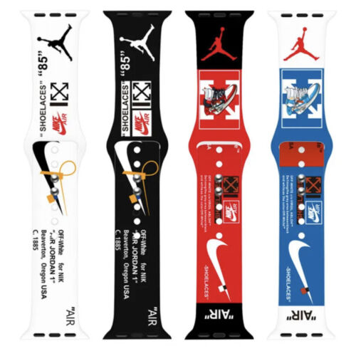 Nike Correa Silicone Apple Watch Band Off White Jordan AIR 85 - Afbeelding 1 van 26