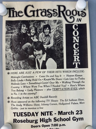 The Grass Roots Roseburg High School Gym Concert Flyer Hand Bill - Picture 4 of 8