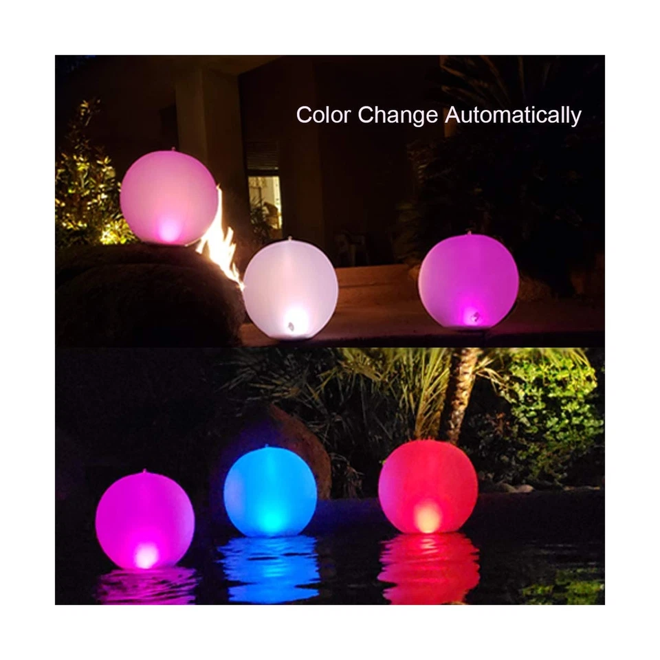 Luz de piscina con bola flotante Rukars alimentada por energía solar 4 piezas, hanga inflable de 14 pulgadas... Foto 3 de 4