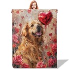 Golden Retriever and Rose Balloon Throw Blanket for Women Girls Boys, Soft Fl...