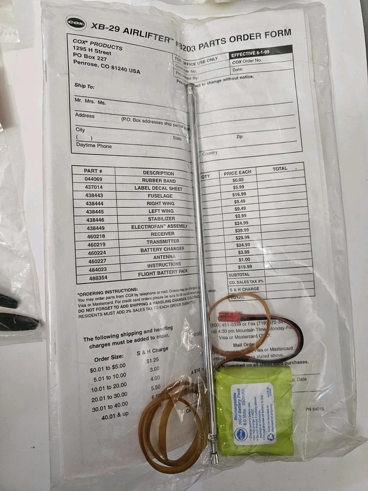 Cox Parts Lot - Propeller Spinner, Battery, Elevator, Stabilizer - For Warbirds - Image 4 of 4