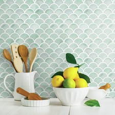 TIL4571FLT StickTiles Aqua Scallop Peel and Stick Tile Backsplash