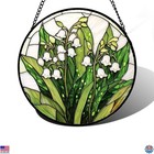 Vibrant Stained Glass Window Hanging - Lily of The Valley Sun Catcher, 6.3"