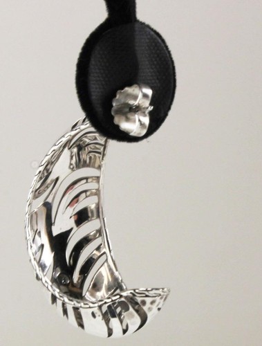 JOHN HARDY PALU MACAN TIGER STRIPED 925 STERLING SILVER HOOP X-LARGE EARRINGS - Picture 6 of 7