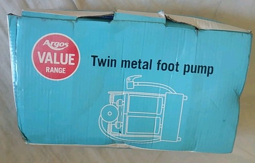 Argos Twin Metal Foot Pump Blue Boxed New Unused - Picture 10 of 12