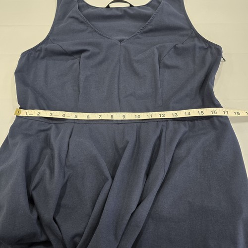 Eshakti Cotton Knit Fit And Flare Dress Size 1x 18W Navy Blue V Neck Sleeveless - Picture 8 of 12