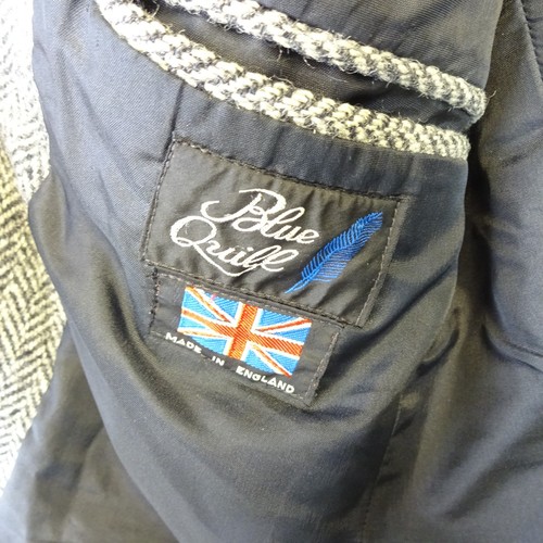 Blue Quill Harris Tweed Jacket Mens 38 R Black Grey 100% Wool Herringbone Check - Picture 6 of 7
