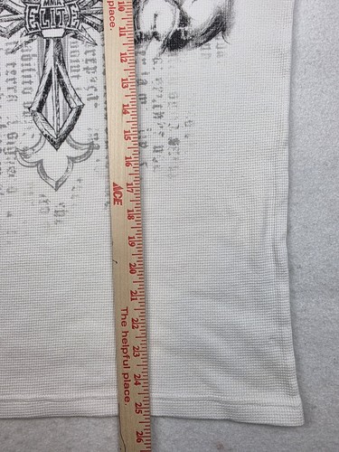 Camicia Vintage Y2K MMA Elite Bianco Nero Uomo M Croce Gotica Termica Manica Lunga - Foto 6 di 7
