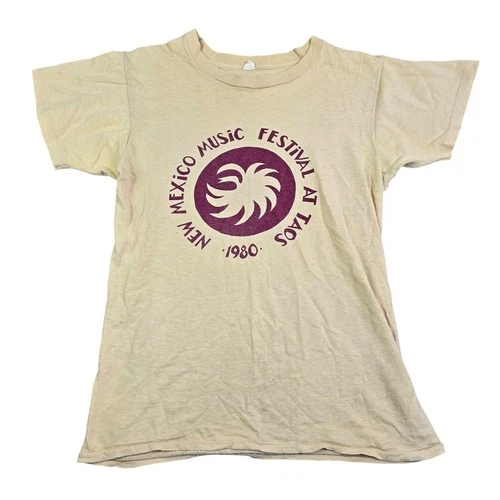 Vintage 1980 New Mexico Music Festival T-Shirt Women Sm Beig 1980s vintage concert t-shirt, vintage, single stitch, B+ condition
