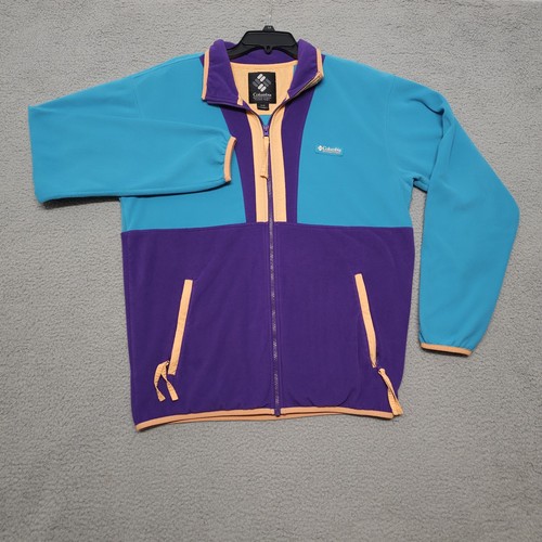 Columbia Back Bowl Full Zip Fleece Men’s Size Medium Blue / Purple - Picture 8 of 16