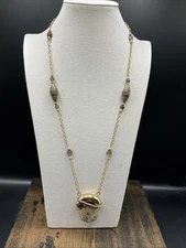 Barse Aegis Necklace- African Opal & Smoky Quartz-Bronze- NWT