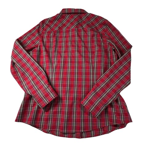 Talbots Red Holiday Plaid Button Down Shirt Size 12 Office Workwear Non-iron - Picture 2 of 8