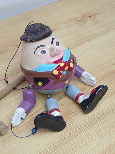 Marioneta de cuerda de madera Humpty Dumpty de colección de los años 50 - ¿Pelham? - Imagen 2 de 9