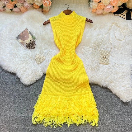 Women Dress New Summer Fashion Sexy Openwork Stitching Sleeveless Party Dress - Bild 2 von 26