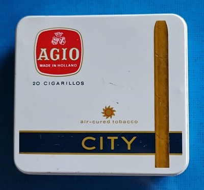 VINTAGE AGIO CITY 20 CIGARILLOS HOLLAND DUTCH TOBACCO EMPTY CIGARETTE TIN BOX