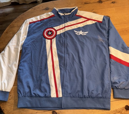 Marvel Captain America Shield Windbreaker Jacket Mens XL New w discoloration - Picture 2 of 17