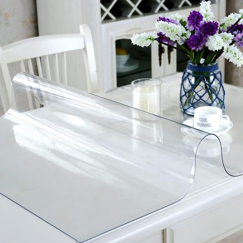 Clear PVC Table Protector, 2mm Thick, 44 x 78 Inch - Elegant Furniture Shield - Picture 4 of 9