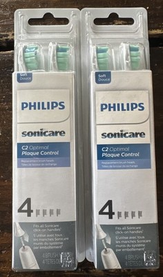 2 Pack (8 Heads) Philips Sonicare C2 Optimal Plaque Control Toothbrush Heads New