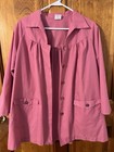 Landau Button Front Scrub Jacket Pink Sz Xl Pockets