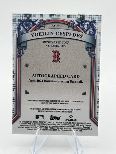 Yoeilin Cespedes 2024 Bowman Sterling #PA-YC Auto Red Sox Boston - Foto 4 di 4