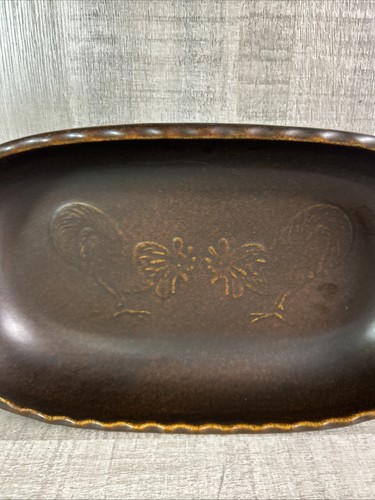 FRIESLAND STONEWARE DEEP CASSEROLE DISH Rooster Pattern Brown Ceramic Dish Tray - Picture 4 of 8