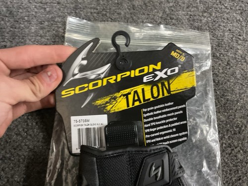 Scorpion Exo Talon Gloves Black G25-034 Motorcycle Gloves Size Medium Short cuff - Picture 4 of 5