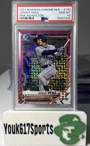 2020 Bowman Chrome 1st #BCP61 Jeremy Pena Mega Pink Refractor #d /199 PSA 10 GEM
