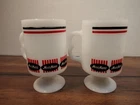 Lot of 2 Vintage Milk Glass Moor-Man's Feed Company Advertising Coffee Cups