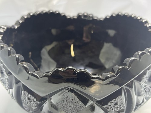 Tiara Black Monarch Paneled Daisy Bowl Heavy Indiana Glass 8-1/2” x 5” H Vtg. - Picture 5 of 8