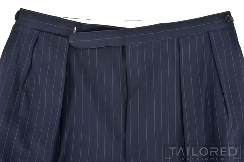 RALPH LAUREN PURPLE LABEL blau gestreift 100% Wolle Sakko Hose ANZUG Herren - 44 L - Bild 8 von 10
