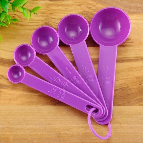 5Pcs/set Measuring Spoon White Plastic Teaspoon Tablespoon Utensil 9CB9 - Picture 10 of 13