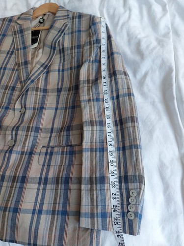Lauren RALPH LAUREN 100% LINEN Summer Jacket Size 42R Tan/Blue NEW + Tags - Picture 9 of 15