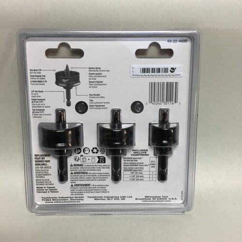 Milwaukee Shockwave Impact Duty Hole Saw Kit, 3-Pc., Model# 49-22-4800 - Picture 2 of 2