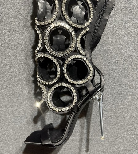 Stivali con tacco scintillante Azalea Wang taglio cristallo stand on cerchio taglia 7 - Foto 11 di 19