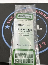 Evergreen Scale. Polystyrene Strips. 14" 8108 HO Scale 1 X 8 (10)