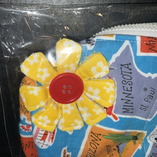Cute U.S. States Cosmetic Bag With Flower Accent - Picture 2 of 3