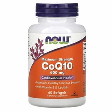 NOW FOODS Maximum Strength CoQ10 600mg (with Lecithin and Vitamin E) 60 Softgels