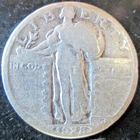 1928-P STANDING LIBERTY QUARTER, 90% SILVER HEAVY WEAR GOOD CONDITION CIRCULATED