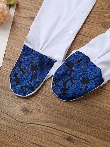 Baby Boys Christening Costume Footed Romper Baby Shower Jacquard Baptism Formal - Picture 13 of 49