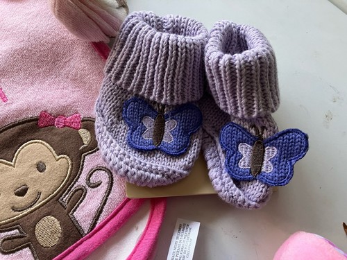 Lot Baby Bodysuits, Minnie Stroller toy, socks and booties, Bibs all NWT! - Picture 3 of 6