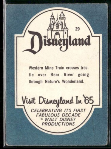 1965 Donruss Disneyland Blue Back Western Mine Train Crosses #29 G-VG - Bild 2 von 2