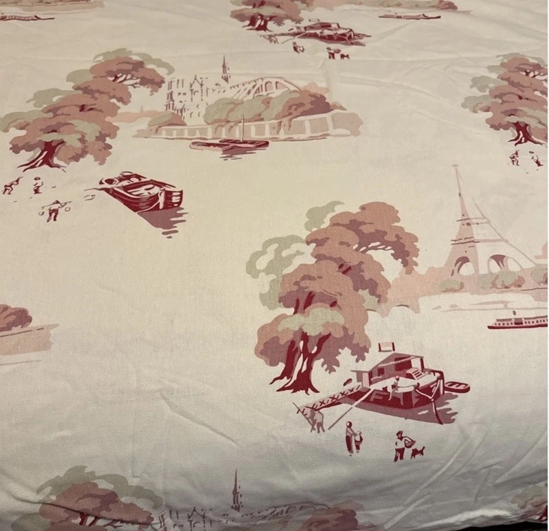 Pottery Barn Bateau Asian Toile Duvet Cover Pink Queen 1 Std Sham Blush Linen - Image 4 of 4