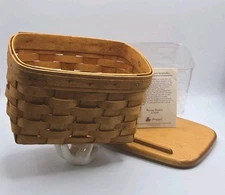 1993 Longaberger Inaugural Recipe Basket w/ Lid • Plastic Liner • Pamphlet • EUC