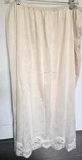 Vtg Glossy Nylon Donna Half Slip Skirt 2X Plus Sz Scalloped Lace