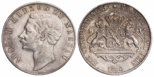 i-501062 Deutschland Herzogtum Nassau 1 Vereinsthaler 1860 Z. XF