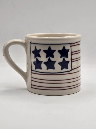 Vintage Hartstone Pottery Stars And Stripes Mug