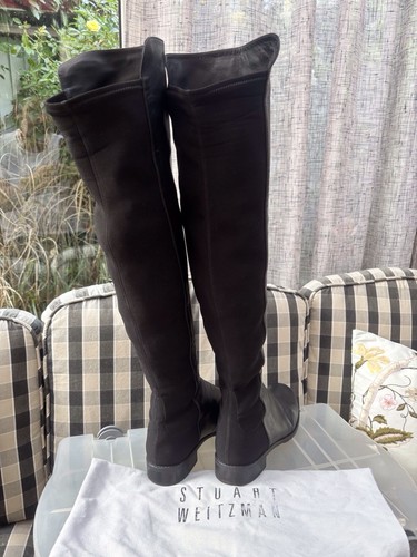 Botas de cuero Stuart Weitzman para mujer elásticas con espalda - negras - Reino Unido 7,0 - Imagen 2 de 4