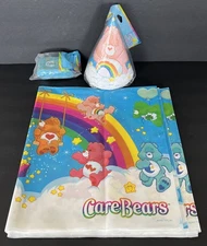 Care Bears Table Cover 8 Party Hats Streamer DesignWare Party Supplies Vintage